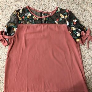 Shein sheer floral blouse